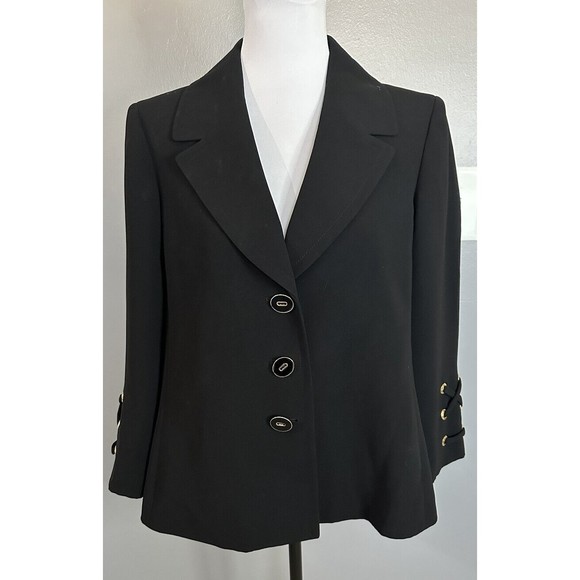 KASPER Womens Polyester Single Breasted Lined Blazer Braided Cuff Jacket Size 8 - Picture 1 of 8